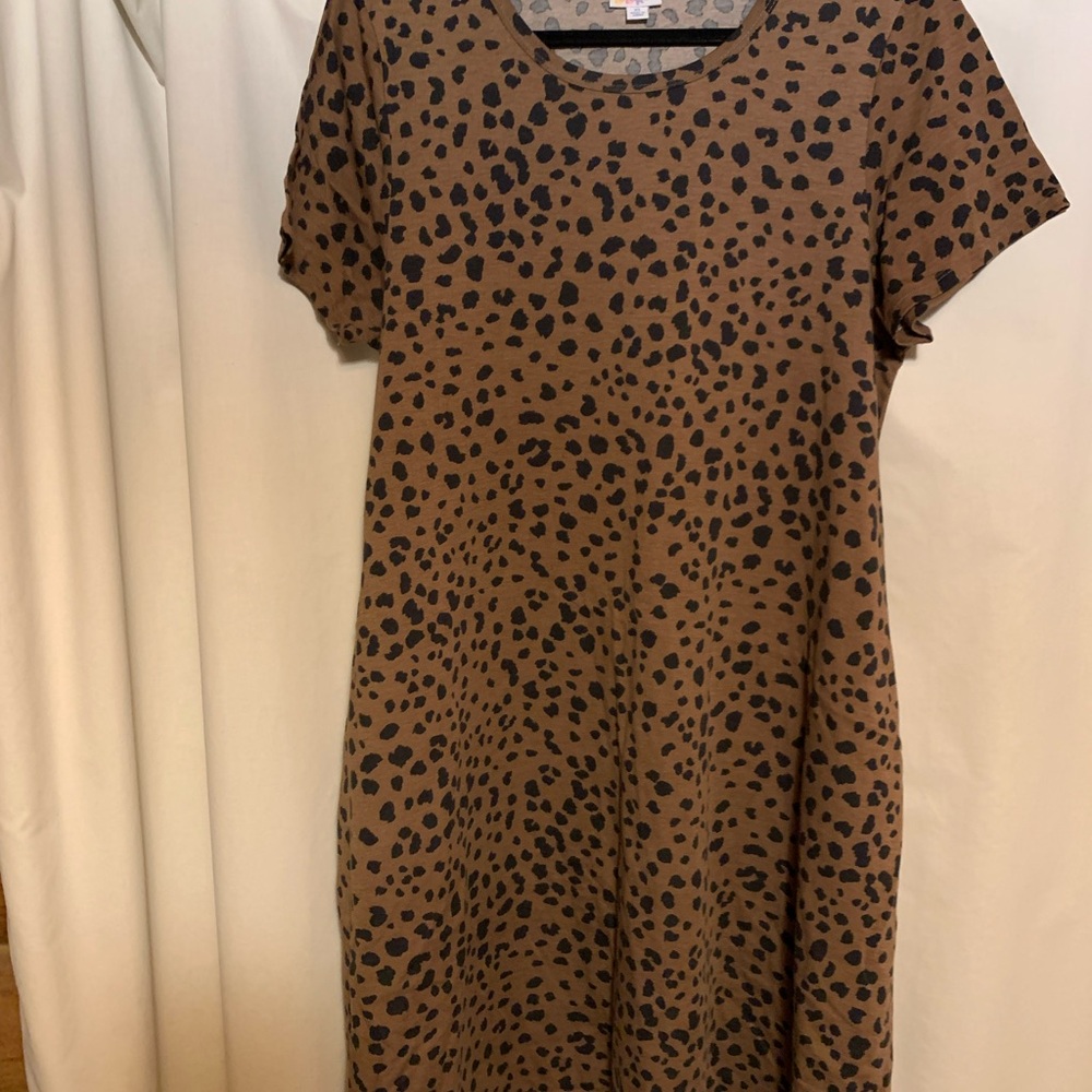 LuLaRoe Brown Leopard Print Mini Dress